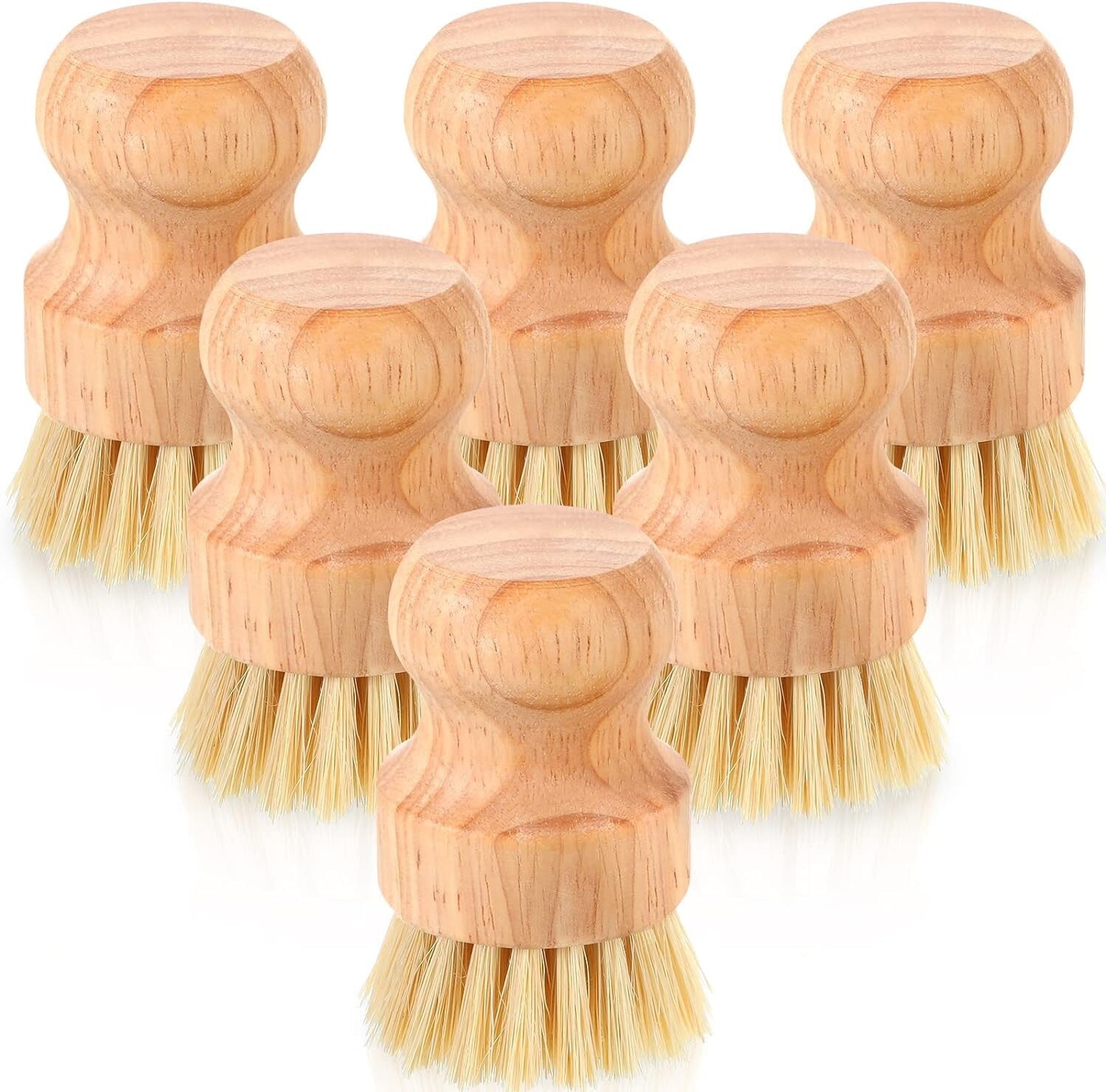 40-Pack Eco-Friendly Bamboo Dish Scrub Brushes with Sisal Bristles - Non-Scratch