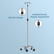Load image into Gallery viewer, Stainless Steel IV Stands with Mobile Casters &amp; Hooks - 2 Pack for Convenience