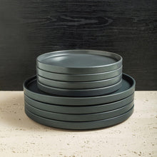 Load image into Gallery viewer, Hand-Painted Gray Matte Stoneware Dining Set for 8 - Dishwasher Safe &amp; Stylish