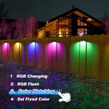 Load image into Gallery viewer, Solar LED Deck Lights - RGB &amp; Warm White Modes, Waterproof 4-Pack for Outdoors