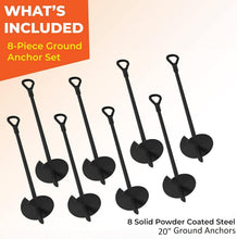 Load image into Gallery viewer, Rust-Resistant Heavy-Duty Ground Anchors (20”) for Tents and Canopies - Set of 8