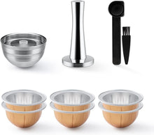 Load image into Gallery viewer, Stainless Steel Reusable Nespresso Vertuo Next Pods - 2 Pack with Coffee Tamper