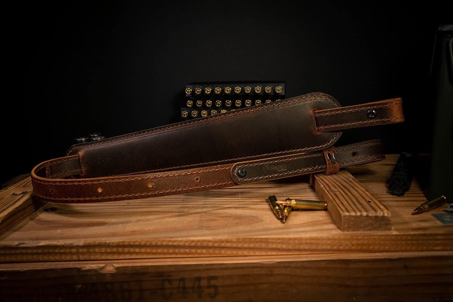 Classic Buffalo Leather Rifle Sling - Secure Carry with Stylish Accent Stitching