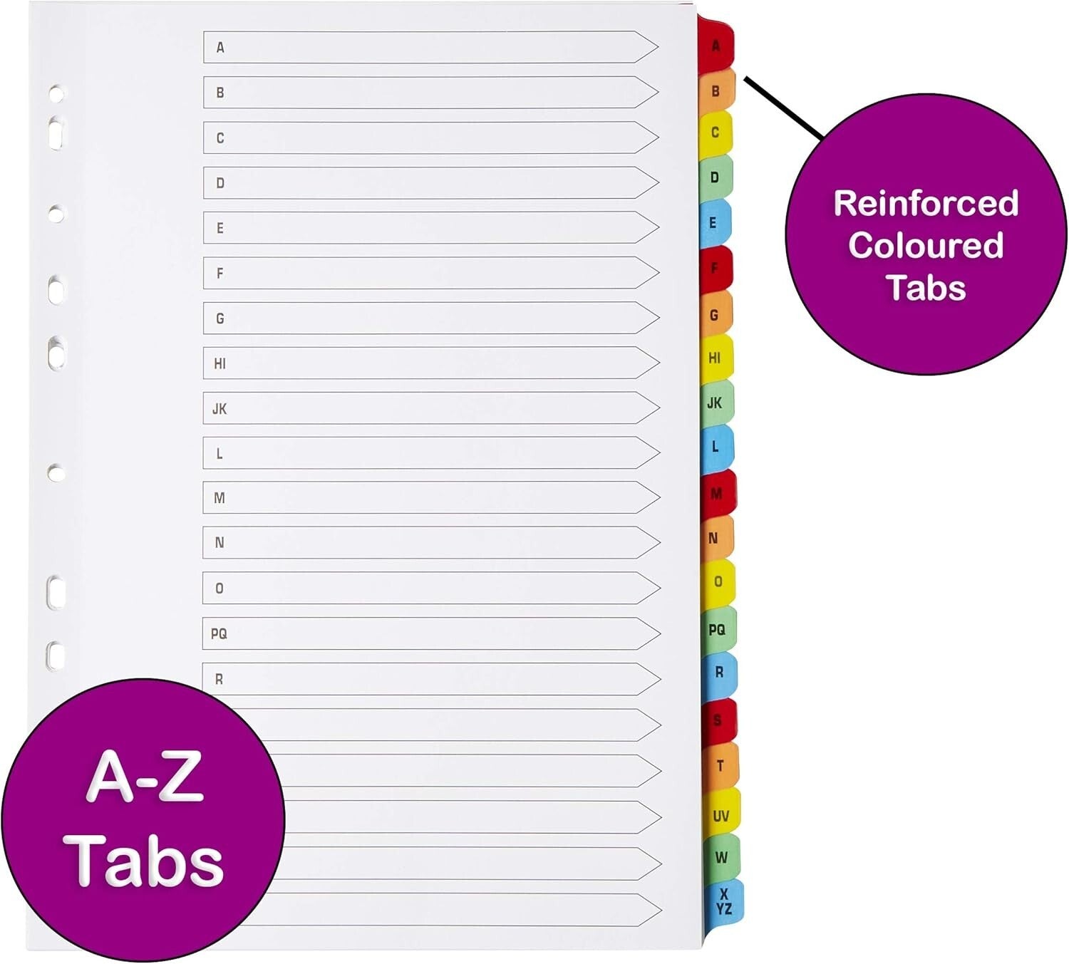 10 A4 Binder Dividers with A-Z Tabs - Professional & Durable Document Organizers