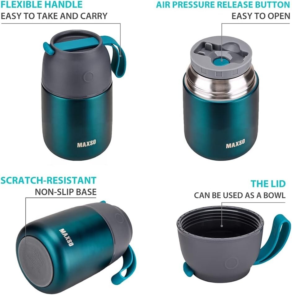 Dishwasher Safe Insulated Food Jar Set - Hot & Cold Storage for All Ages, 2 Pack