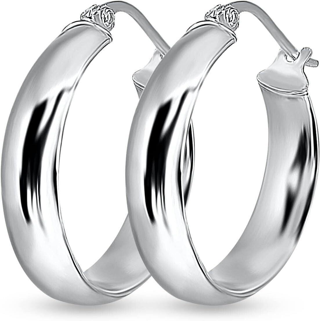 Thick High Polished Sterling Silver Chunky Hoop Earrings, Nickle Free Options