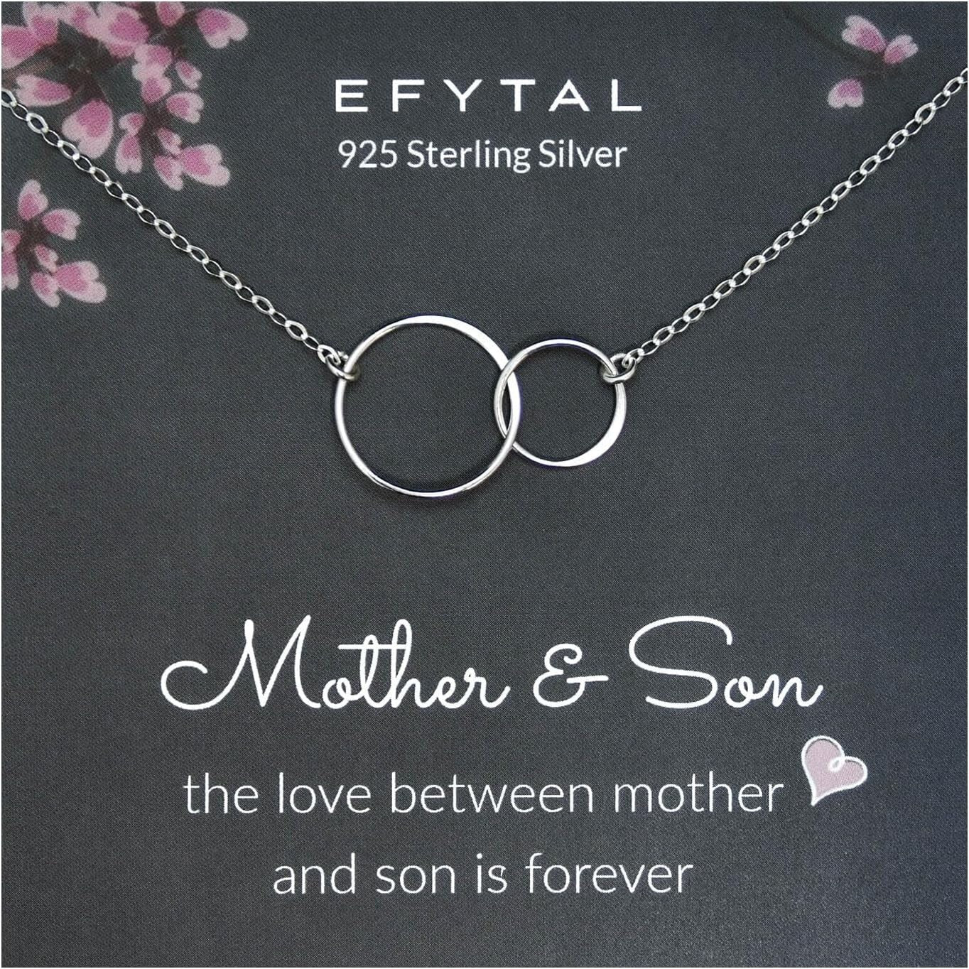 Elegant 925 Sterling Silver Mother Son Necklace with Gift Box & Polishing Cloth