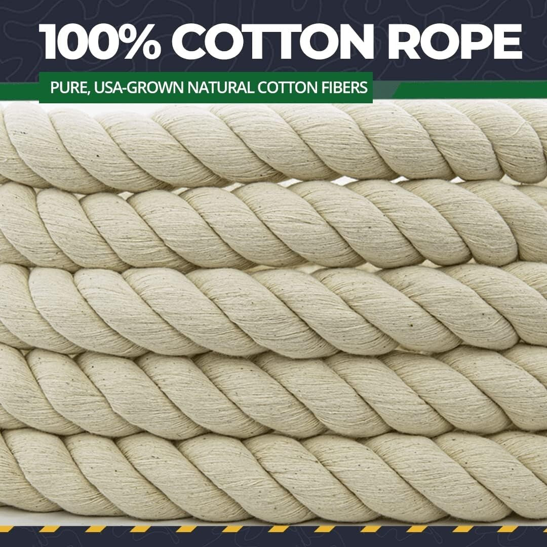 Twisted 1" x 50ft Cotton Rope - Ideal for Macrame, Crafting, and Agriculture