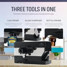 Load image into Gallery viewer, 3-in-1 Electric Can Opener, Sharpener &amp; Bottle Opener - Black Under Cabinet Tool