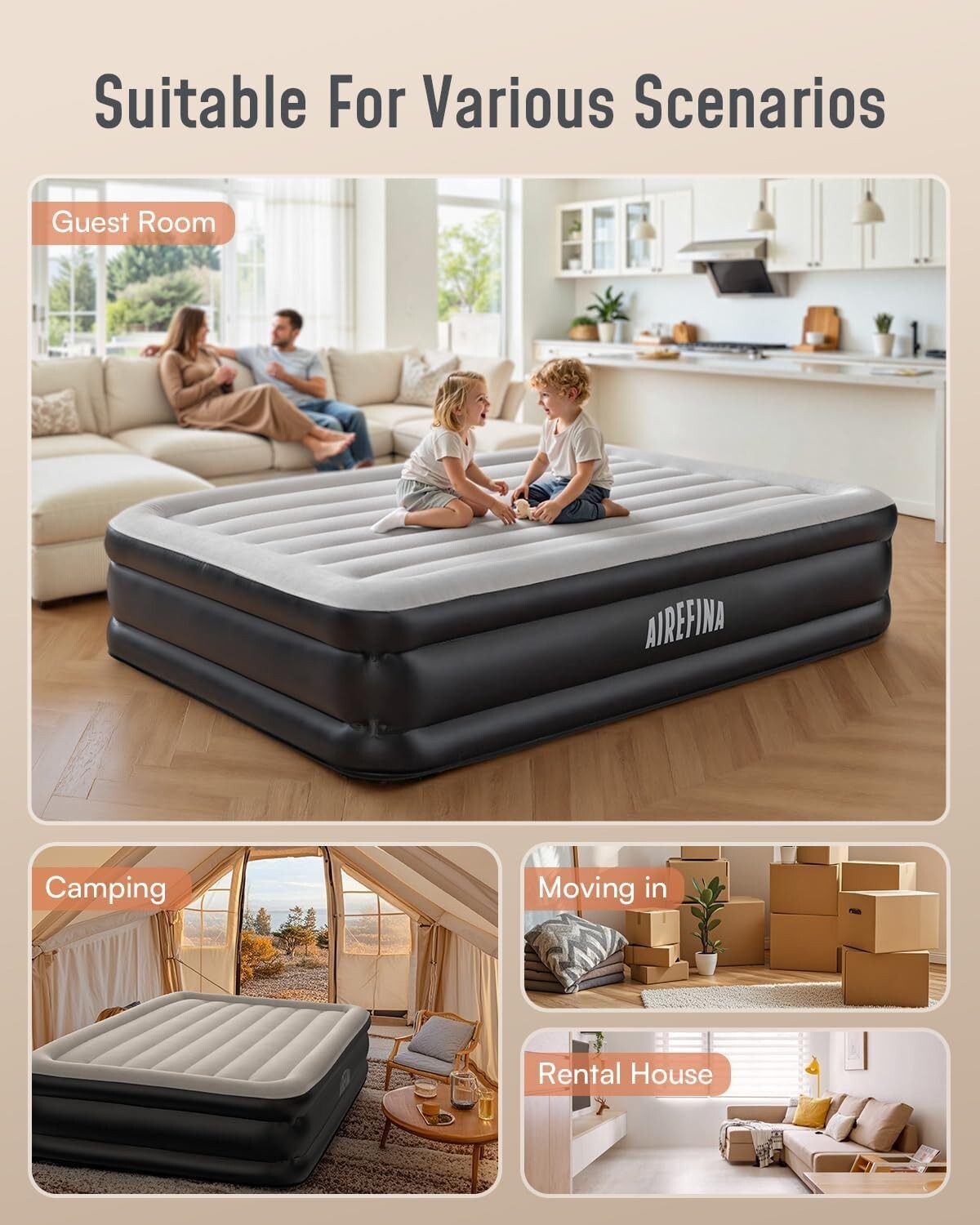 Full Air Mattress with Built-in Pump - 18" Raised & Comfortable Sleeping