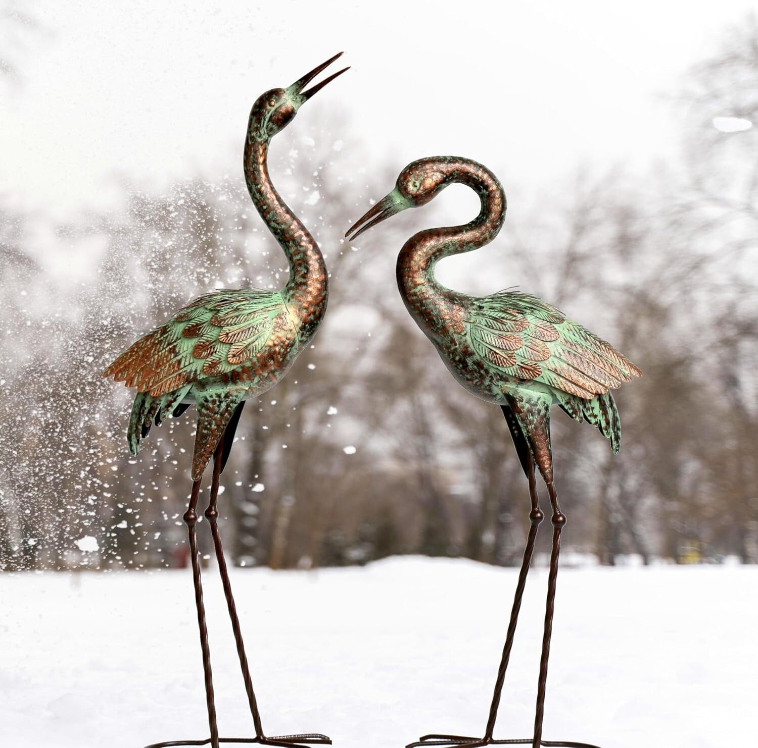Freestanding Handcrafted Crane Sculpture - Unique Outdoor Garden Ornament