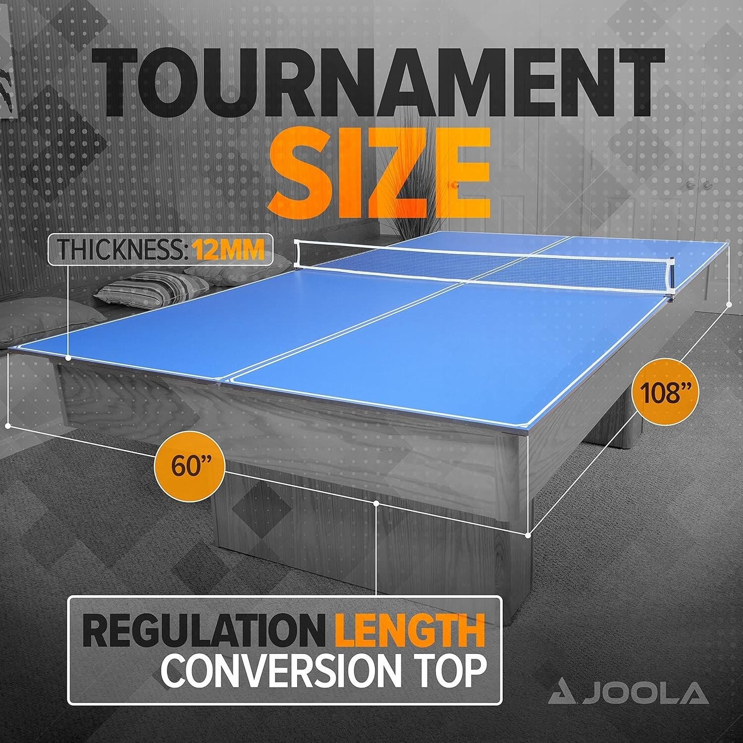 Regulation Ping Pong Conversion Top with Foam Padding - Fits Billiard Tables