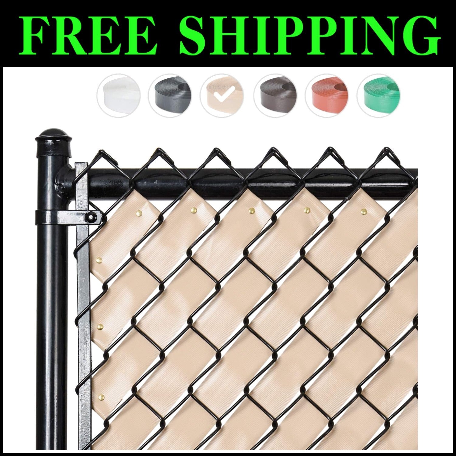 250ft Desert Tan Privacy Tape for Chain Link Fences - Ideal for Outdoor Privacy