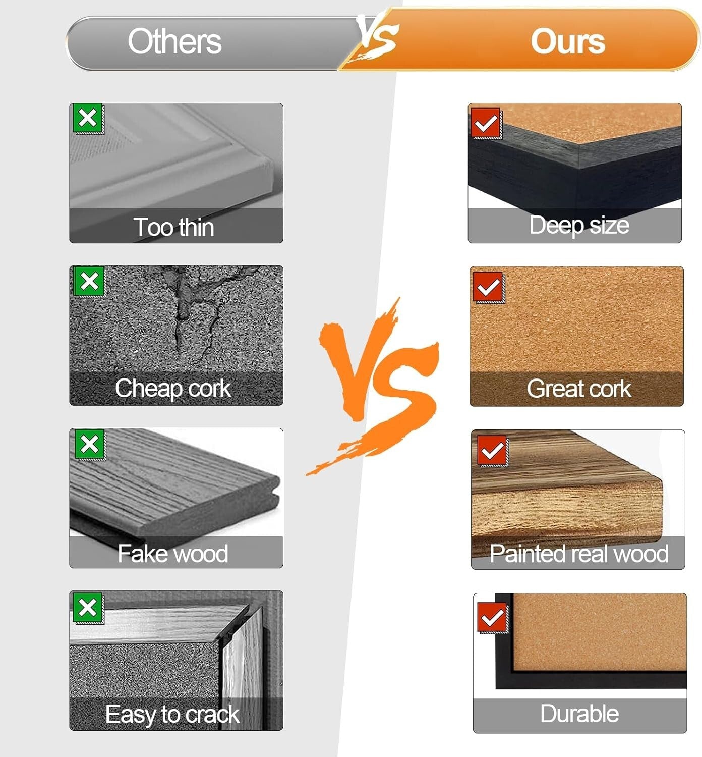 Elegant 23x18 Wooden Frame Cork Board Bulletin Board for Stylish Wall Decor