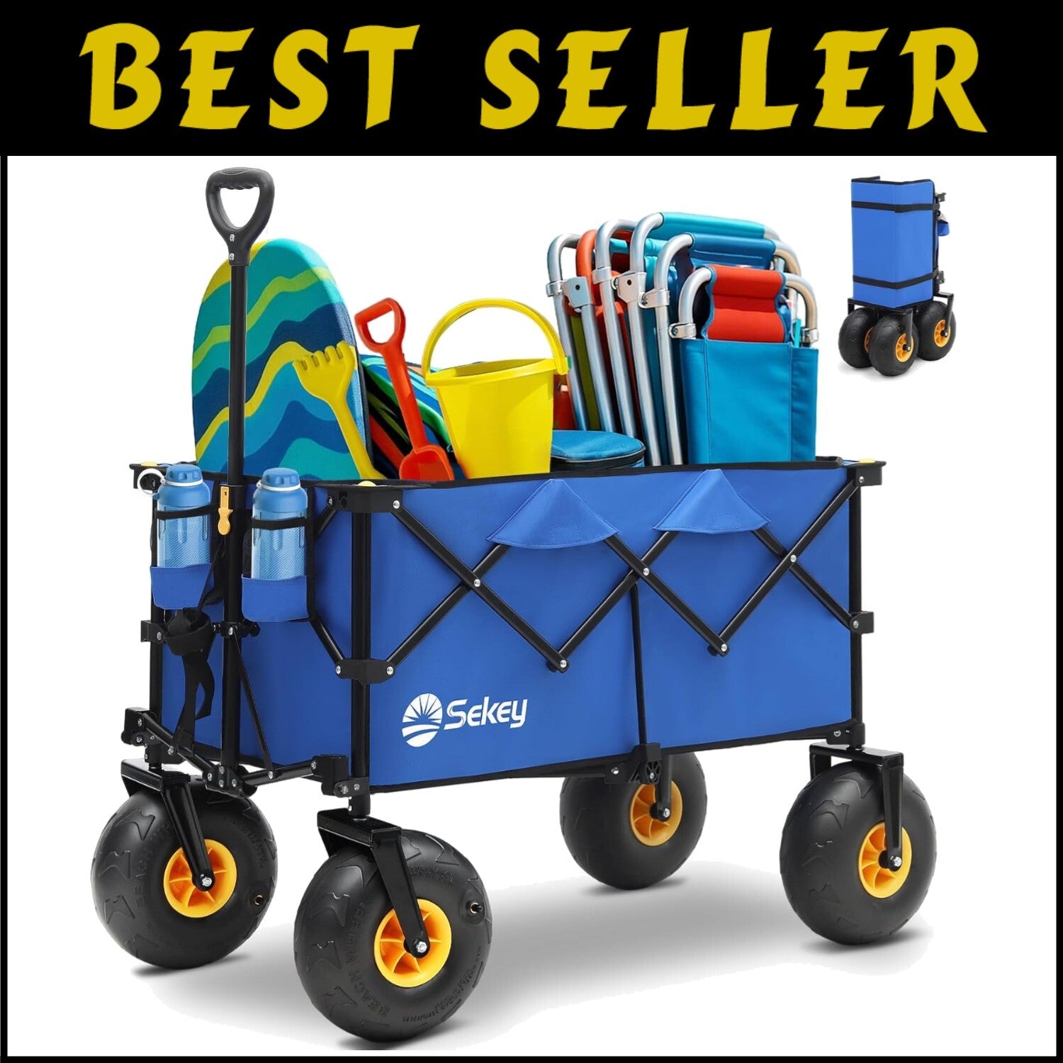 Beach-Ready 440lb Capacity Wagon with 9" Wheels – Perfect for Outdoor Adventures