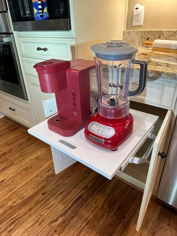 Effortless Kitchen Storage: Self-Locking Appliance Lift with Soft-Close Feature