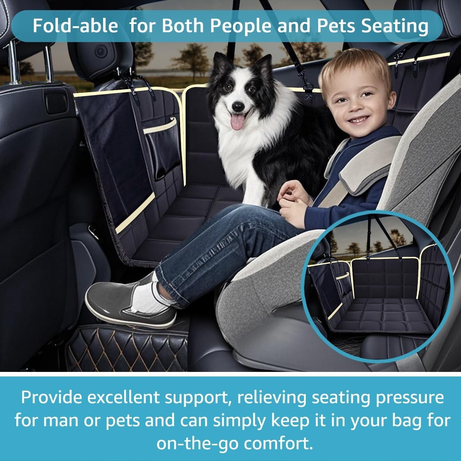 Heavy-Duty Waterproof Dog Car Hammock with Mesh Window - Fits SUVs & Trucks