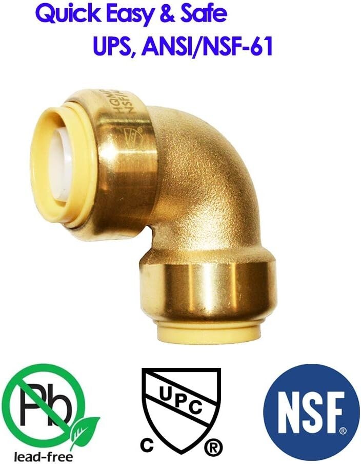 Effortless Installation: 3/4" Push-to-Connect Elbow - 12 pcs Lead-Free Brass