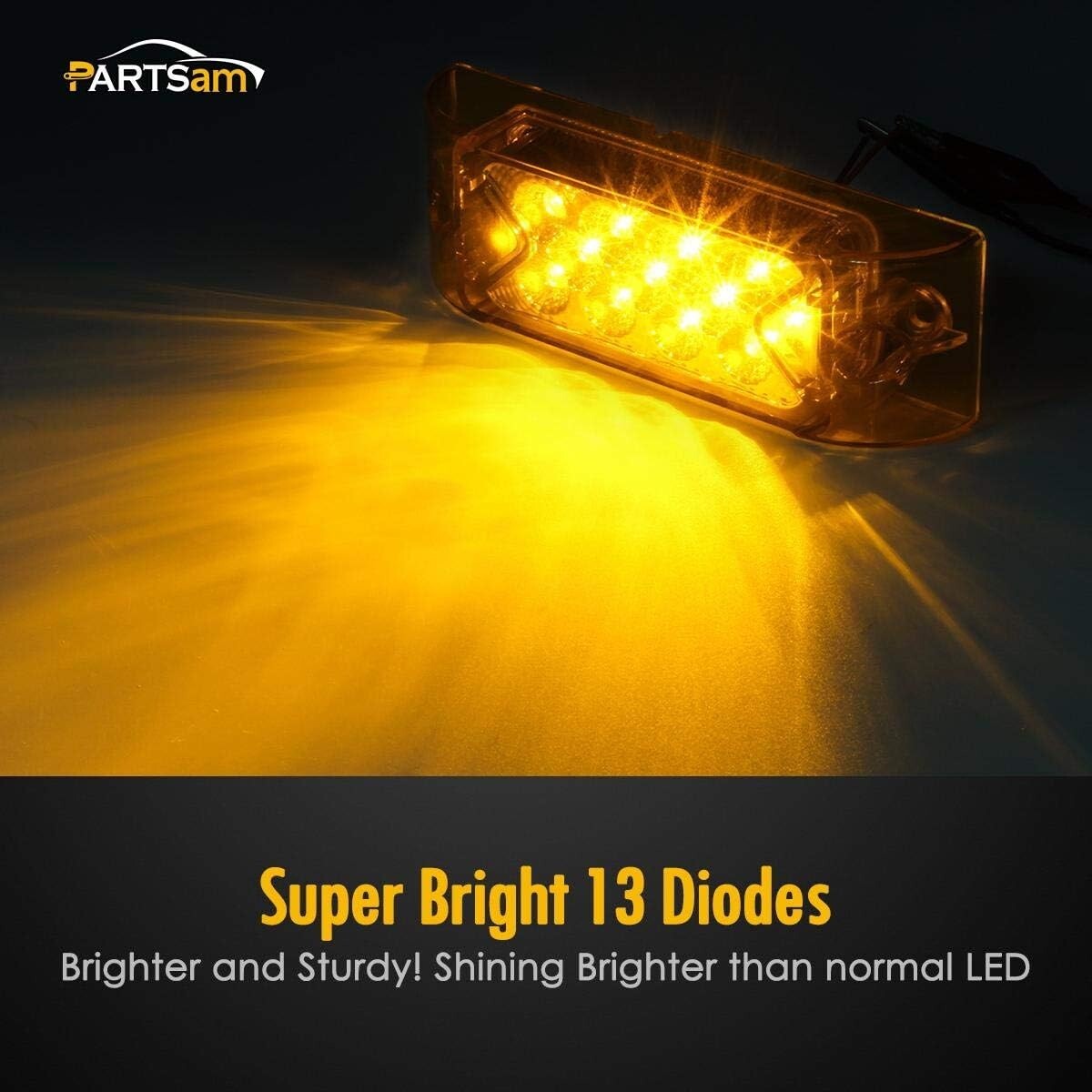 Upgrade Your Safety with 13 LED Amber Clearance and Side Marker Lights - 10 Pcs