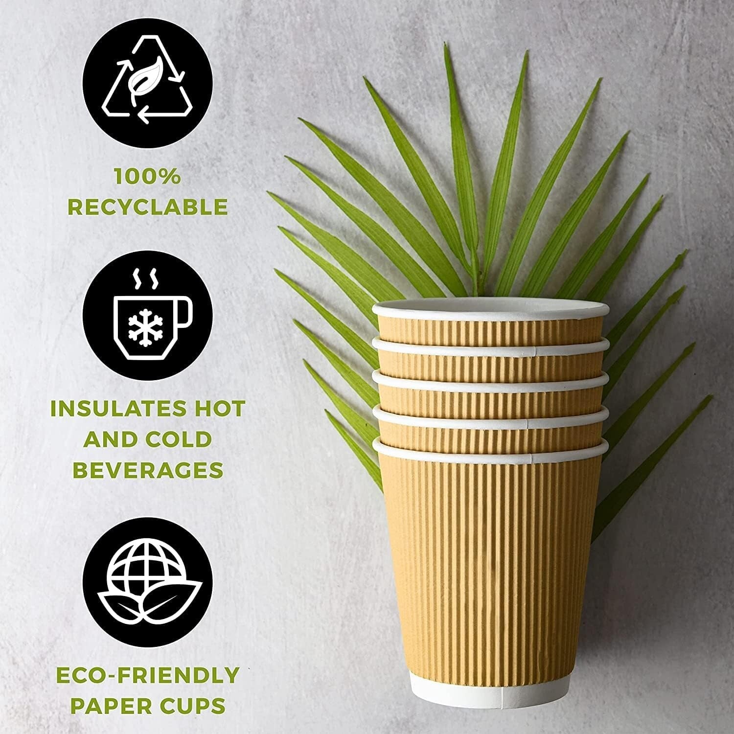 Three-Layer 10 Oz Brown Disposable Cups - Perfect for Coffee & Iced Drinks