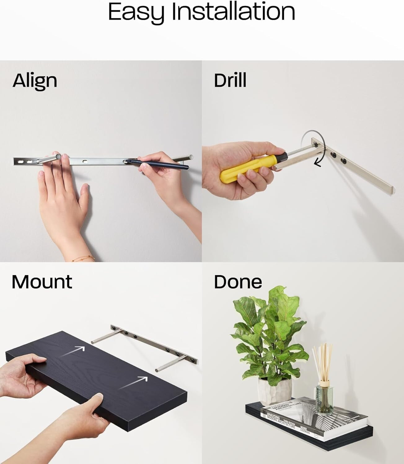 Rustic 22.5-Inch Floating Shelves - Wall-Mounted Wood Set of 2 for Stylish Decor