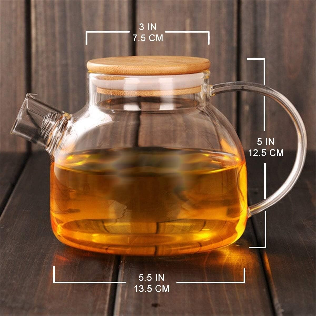 Elegant 40oz Borosilicate Glass Teapot with Bamboo Lid & Blooming Tea Gift Set