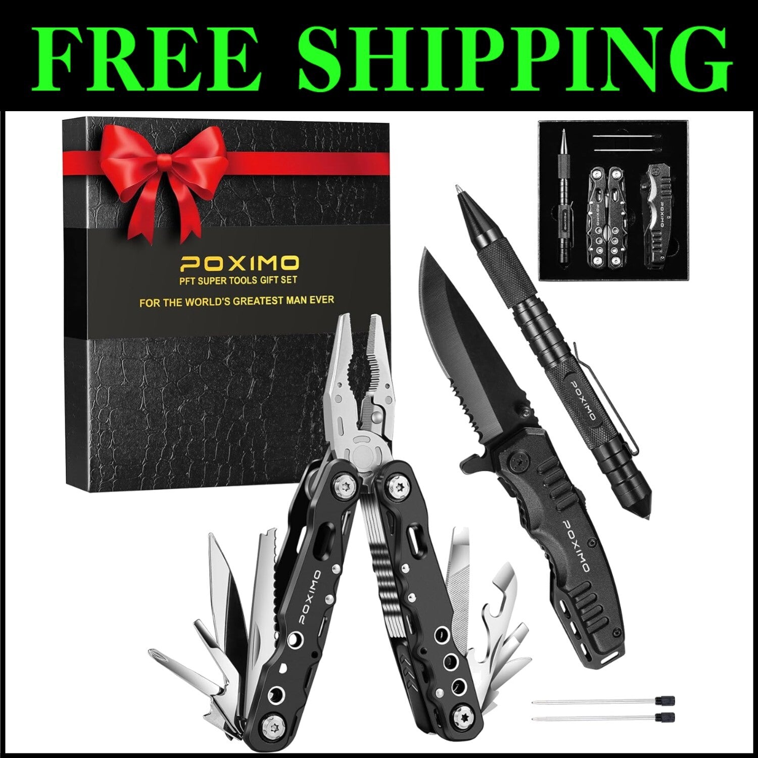 Compact Multitool Gift Set - 14-in-1 EDC Kit with Tactical Pen & Pocket Knife