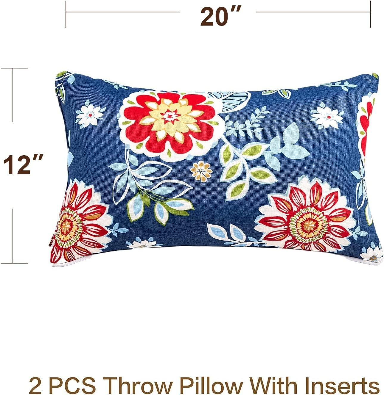 Elegant Waterproof Outdoor Throw Pillows Set of 2 - 12x20 Inch Lumbar Cushions