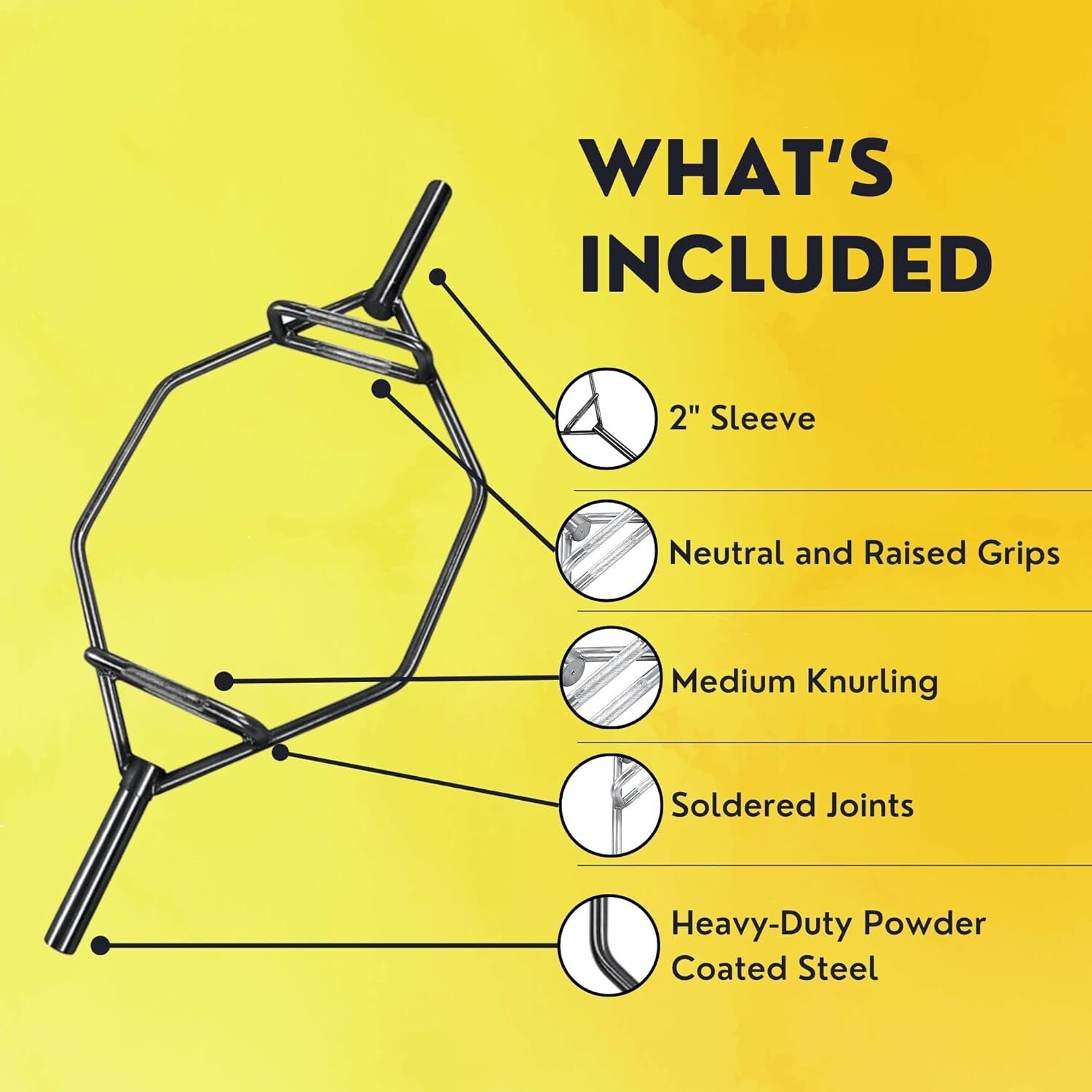 2-Inch Olympic Trap Bar with Knurled Grip - Complete Strength Training Solution