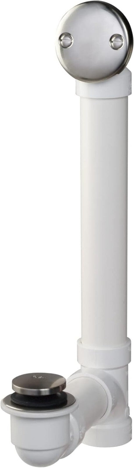 Tarnish-Free Brushed Nickel Bath Drain with PVC Tubing for Easy Installation