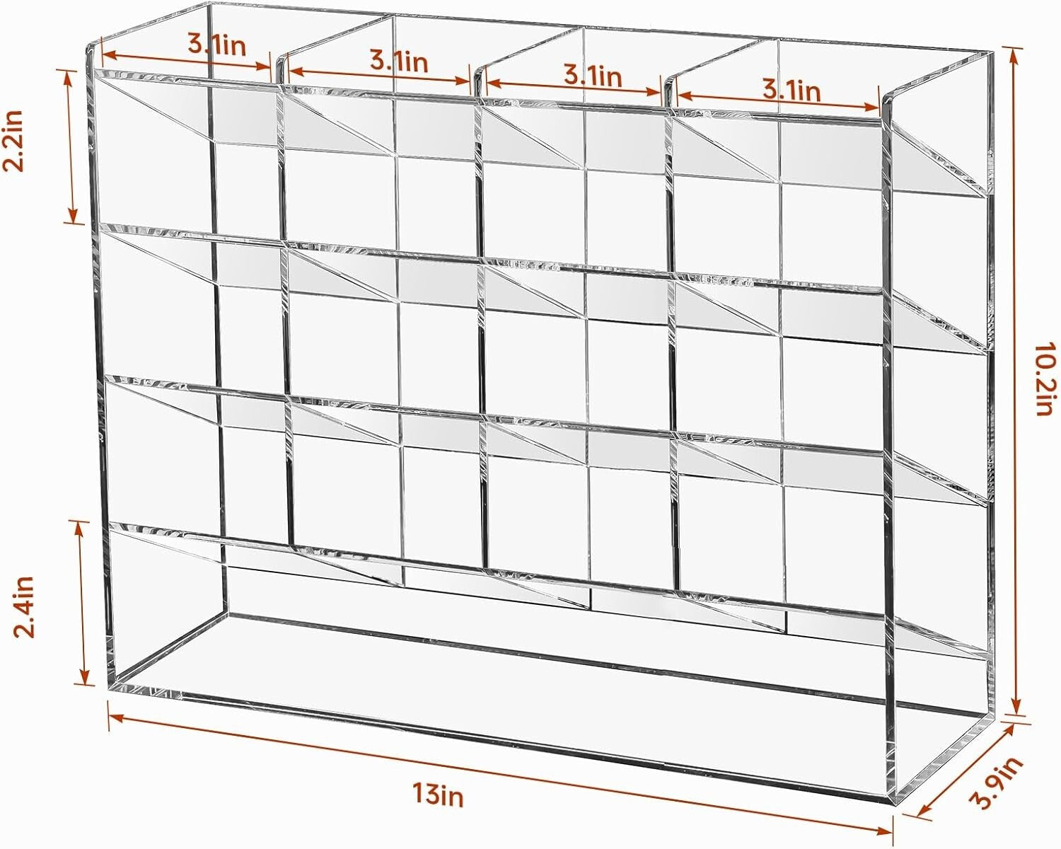 Elegant 17-Compartment Clear Marker and Pen Holder - Stylish Art Supply Storage