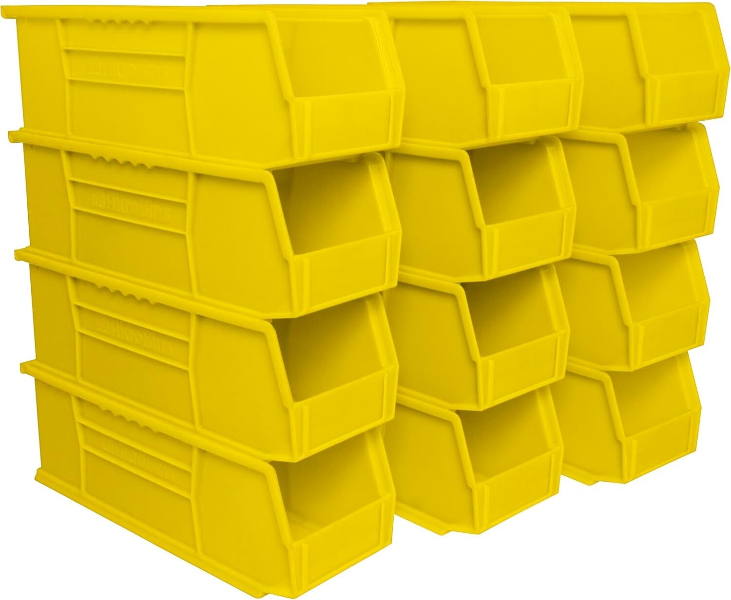 Efficient 12-Pack Plastic Stacking Bins - Yellow Storage Solution for Crafts