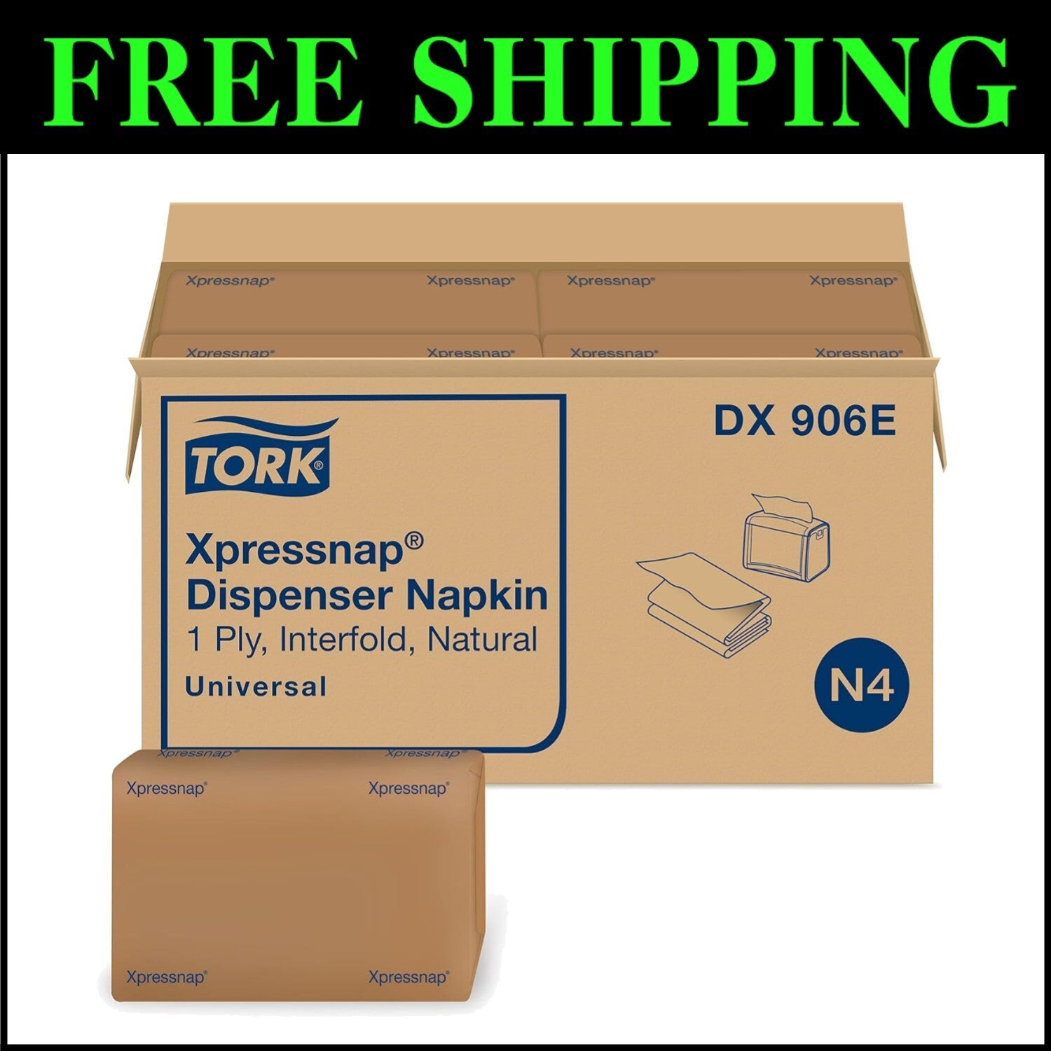 Universal 1-Ply Interfold Napkins Compatible with N4 Dispenser - 12 x 500 Pack