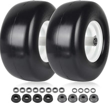 Load image into Gallery viewer, 2-Pack Lawn Mower Tires - 13" Flat-Free Rubber with Rim for Smooth Turf Treads