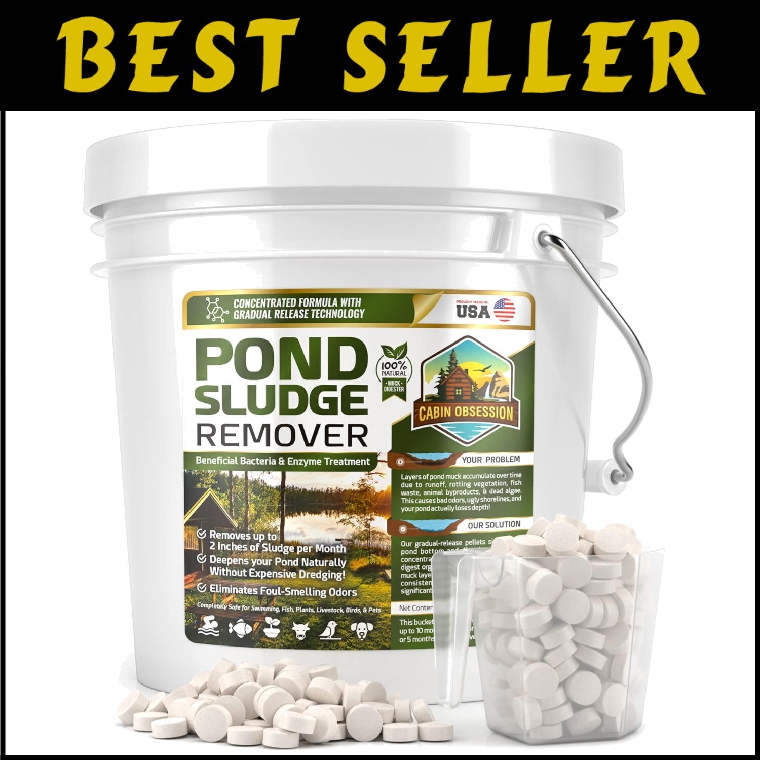 Natural Pond Sludge Remover – 10 lbs of Beneficial Bacteria for Cleaner Water