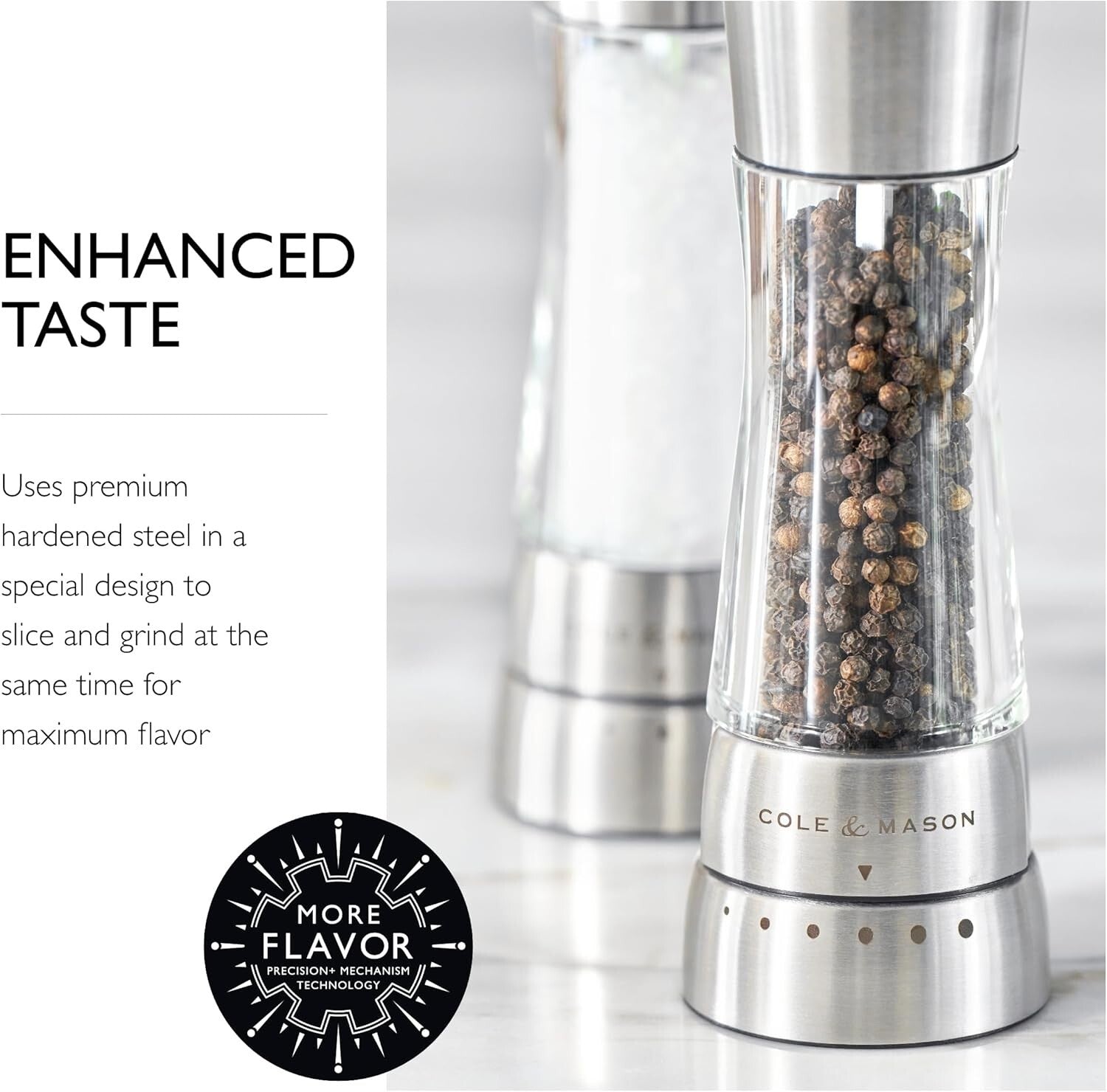 Chic Stainless Steel and Acrylic Spice Mills - Elevate Your Culinary Experience