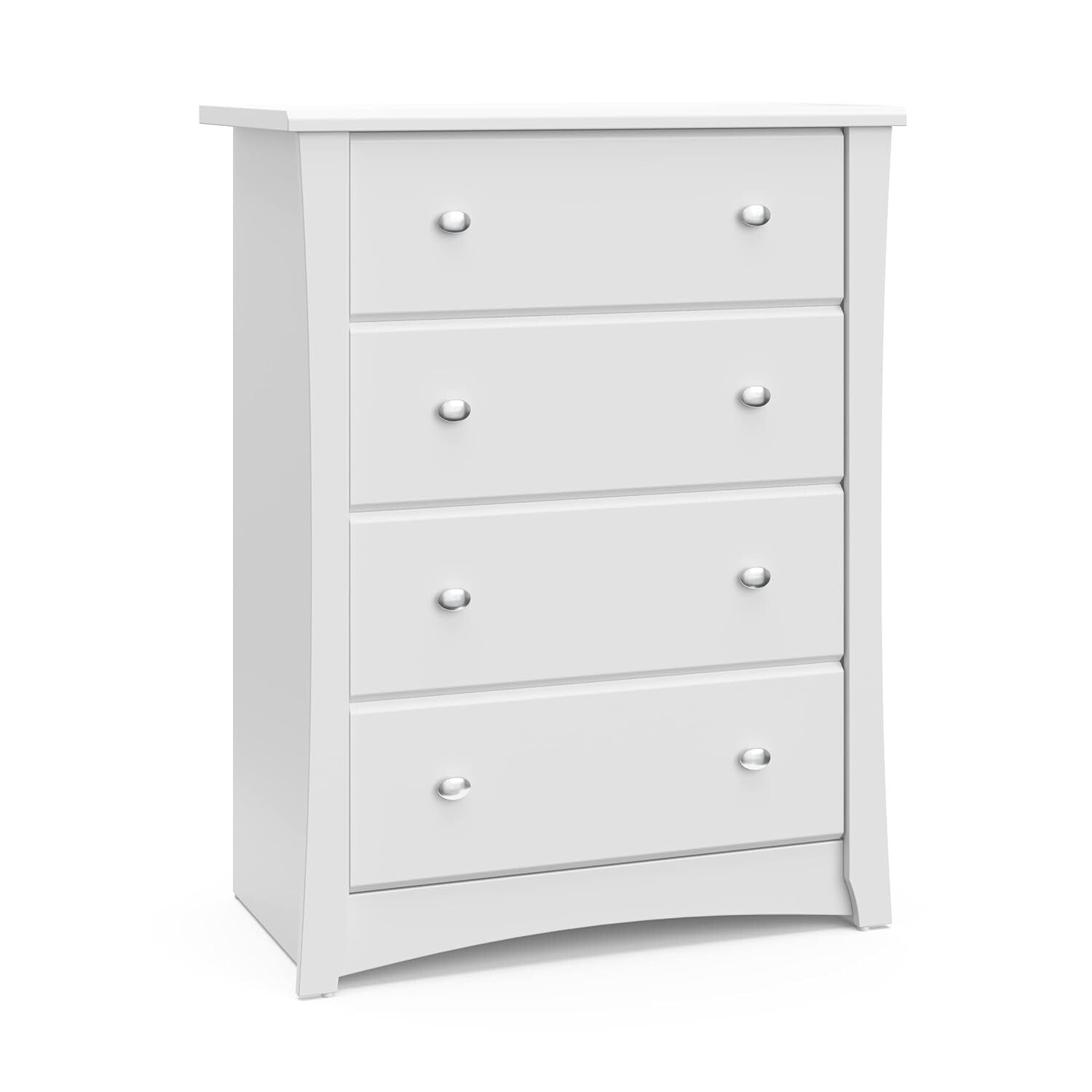 Durable White 4 Drawer Dresser for Kids - Safety Tested Nursery Storage Solution