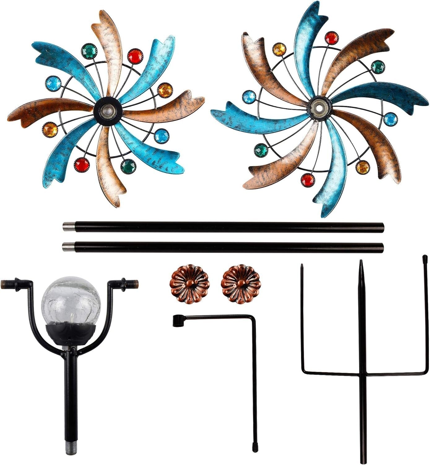 Weatherproof Solar Wind Spinner 56.3 Inch with RGB LED - Elegant Yard Decoration