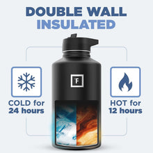 Load image into Gallery viewer, Double-Walled Sports Water Bottle with 3 Leak-Proof Lids - 64 oz Stainless Steel