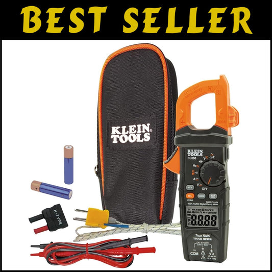 Heavy-Duty Digital Clamp Meter with Integrated Worklight & Test Leads Included