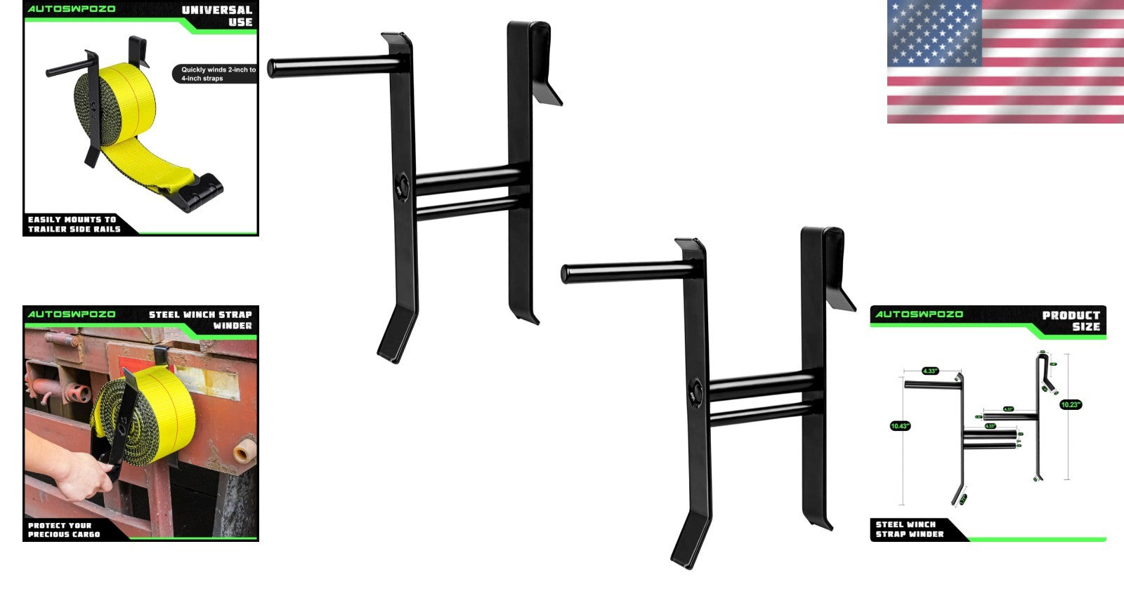 Efficient Roll-Up Winch Straps – 2 Pack for Trailers and Vans, Up to 4" Wide