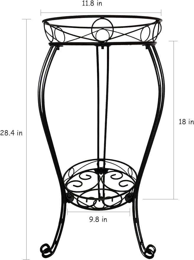 Black Powder-Coated 2-Tier Plant Stand - Heavy Duty for Indoors & Outdoors