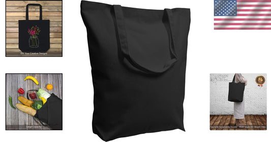 Durable 10oz Cotton Canvas Tote Bags - 17.5"x16.5" Large Capacity Pack of 12