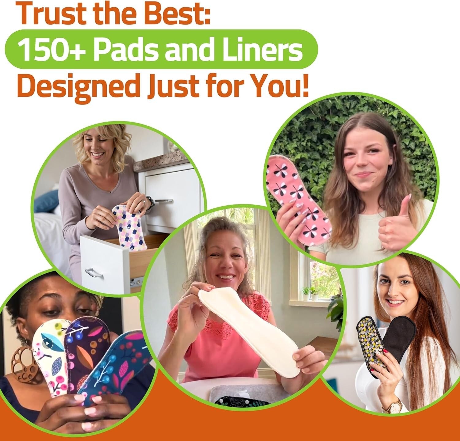 Biodegradable Heavy Flow Reusable Period Pads - Soft Organic Cotton 6-Pack