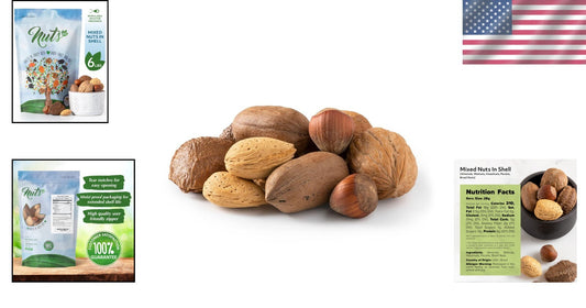 6 lbs Mixed Nuts in Shell: Almonds, Walnuts, Hazelnuts, Pecans & Brazil Nuts