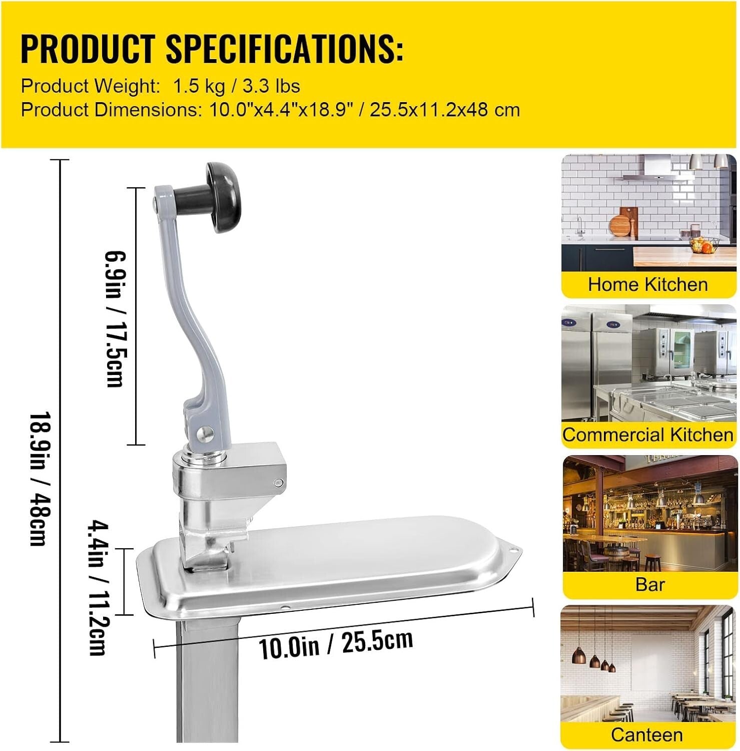 Durable Tabletop Can Opener - 18.9" Stainless Steel for Commercial Kitchens