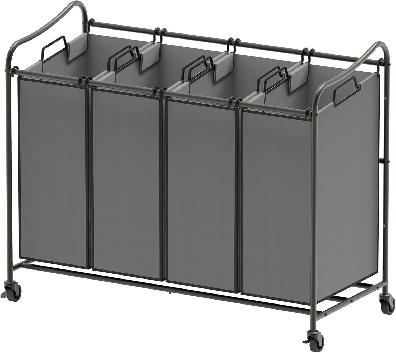 Durable 4-Bag Laundry Sorter with Smooth-Rolling Wheels - Modern Design