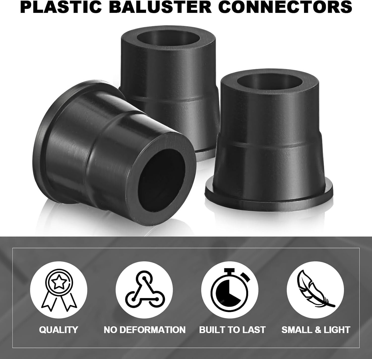 Heavy-Duty 600 Pack of Black Plastic Baluster Connectors for Indoor/Outdoor Use