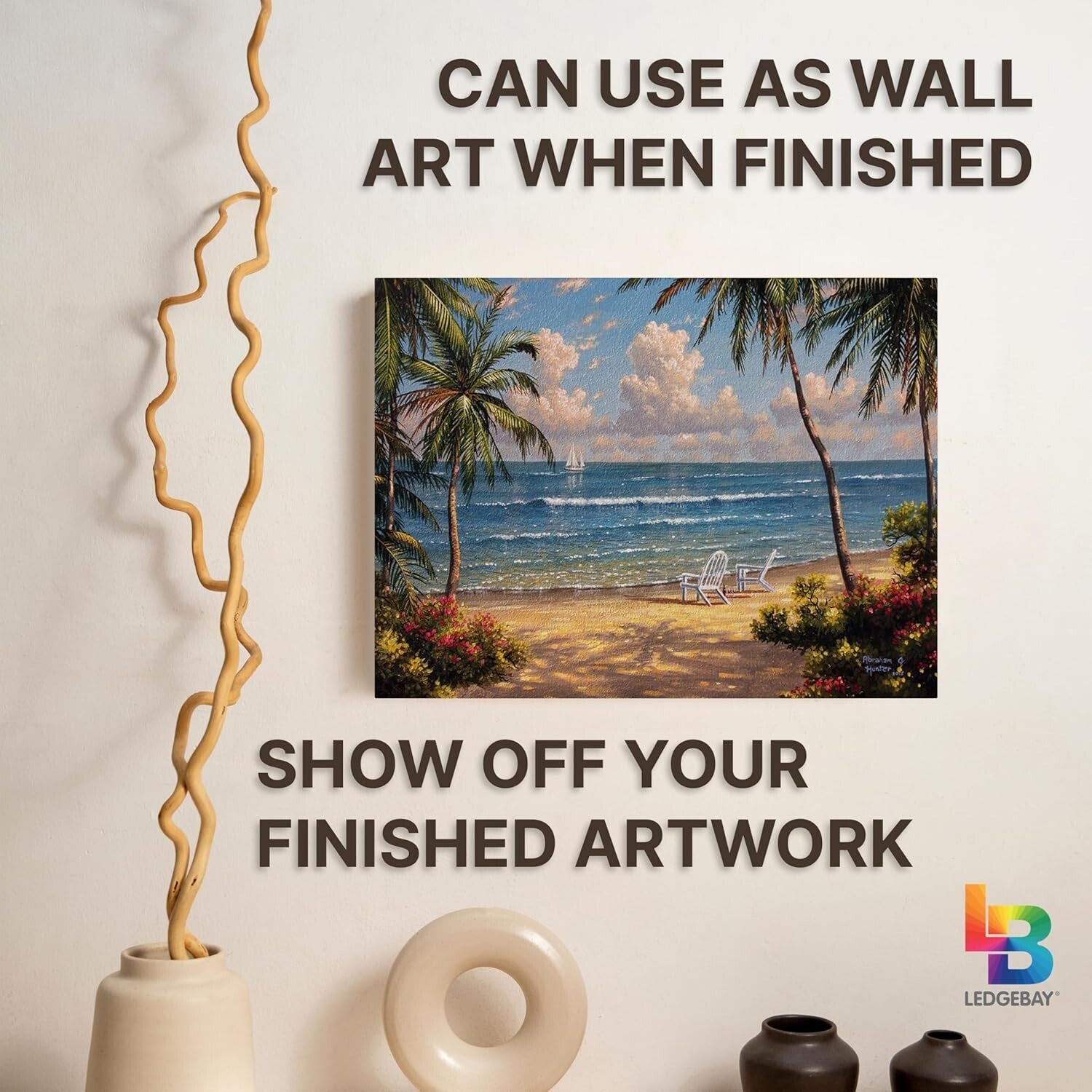 Seaside Paradise 16x20 Paint by Numbers Kit with Framed Canvas & Easel