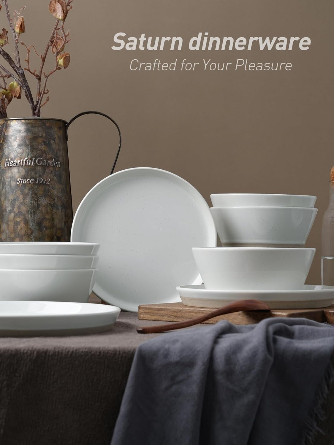 Elegant 12-Piece Stoneware Dinnerware Set for 4 - Scratch Resistant & Microwa...